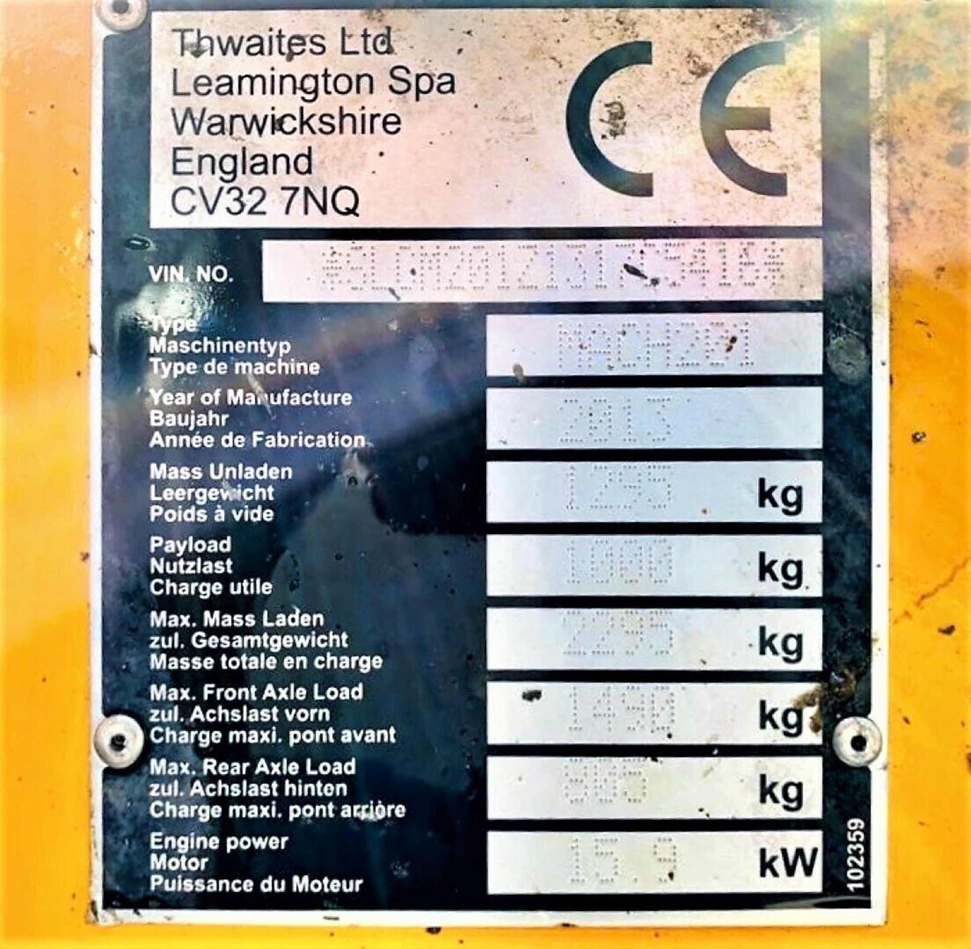 Thwaites MACH201 1 Ton High Tip Dumper - Image 12 of 12