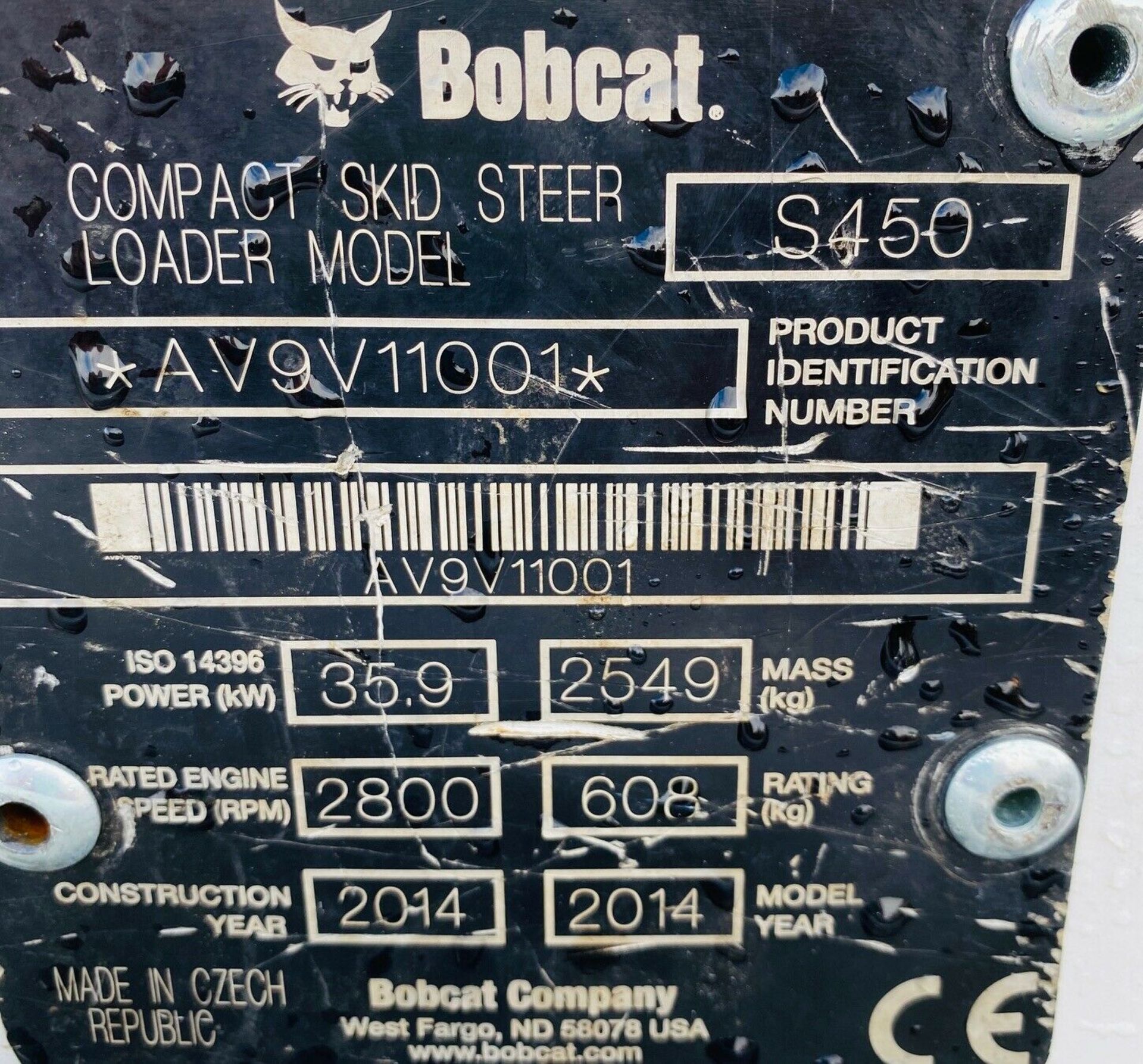 Bobcat S450 Skidsteer 2014 Dumper - Image 5 of 12