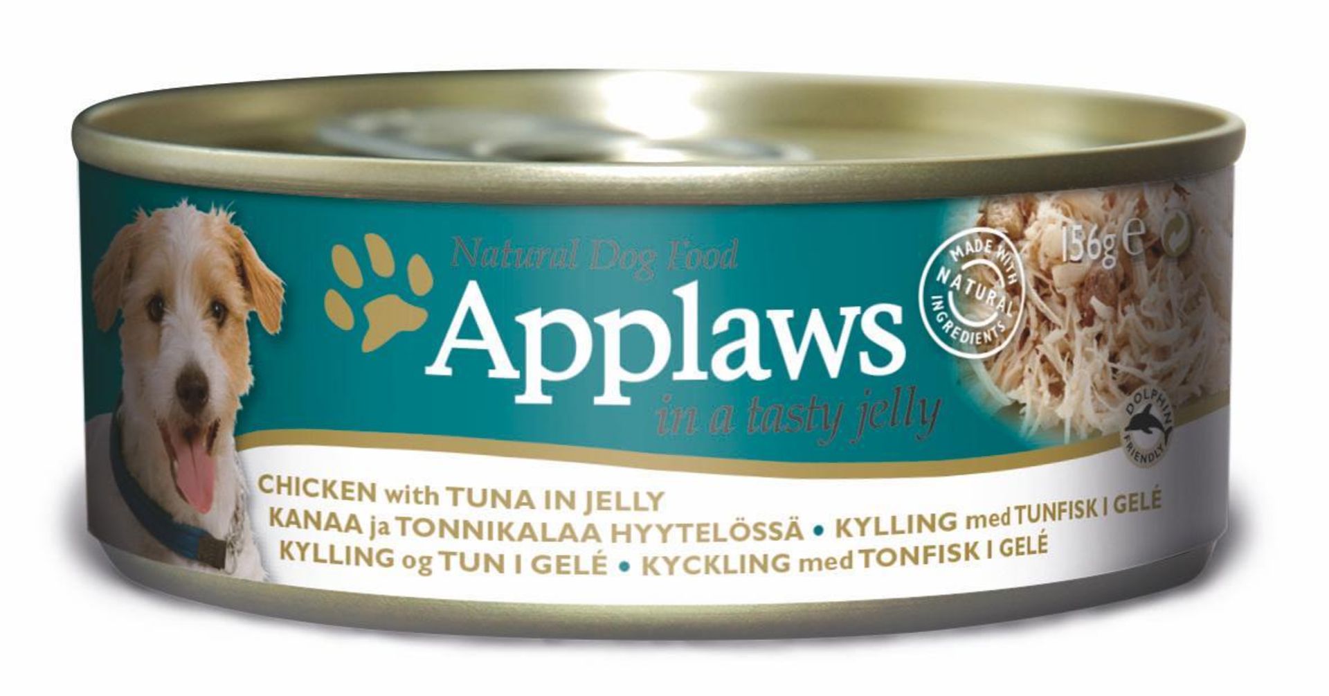 Applaws Dog Tin 12x(6x156g) Chicken with tuna in Jelly. 72 tins total. Full RRP £132 plus.