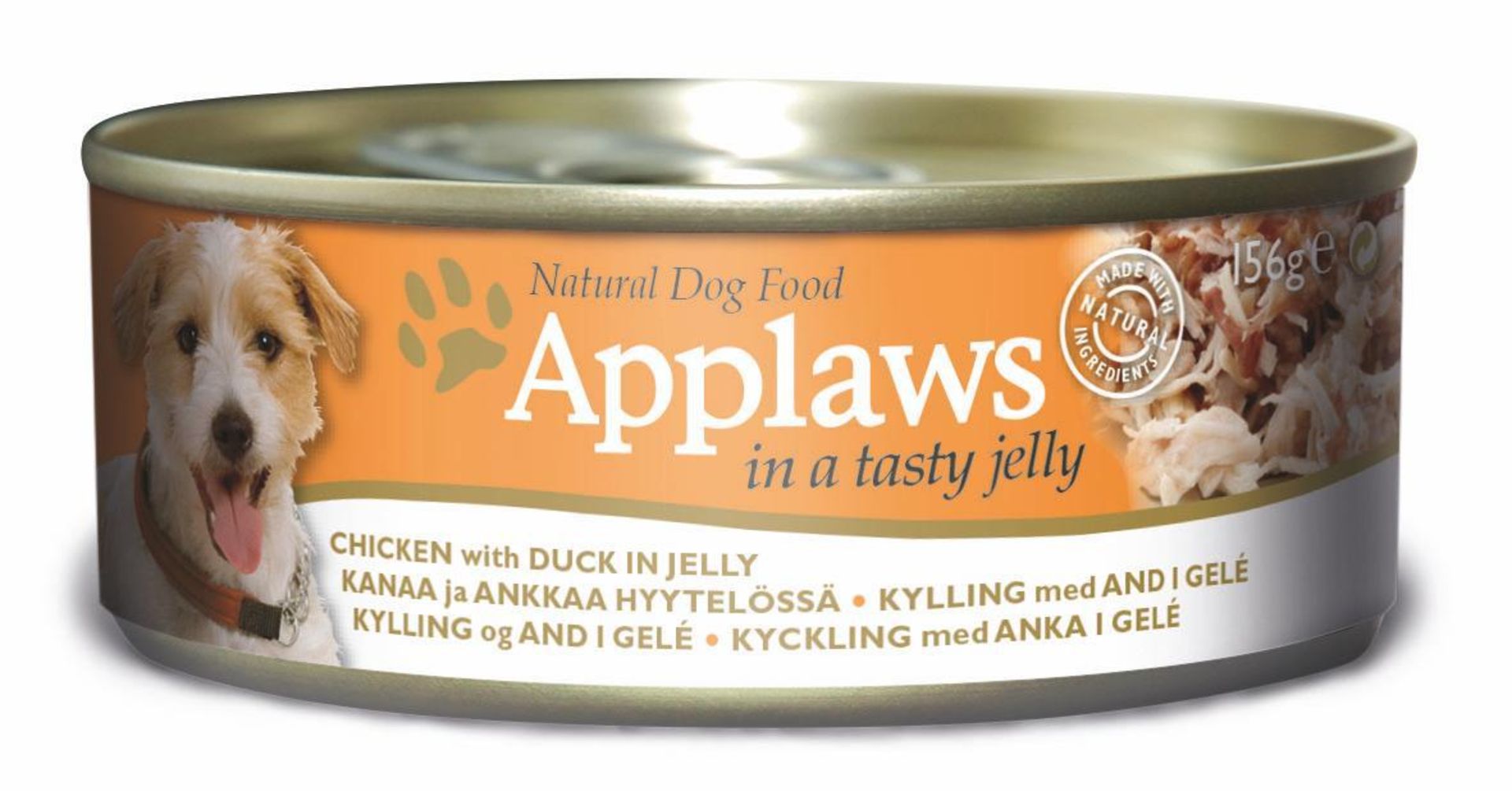 Applaws Dog Tin 12x(6x156g) Chicken with Duck in Jelly. 72 tins total. Full RRP £132 plus.