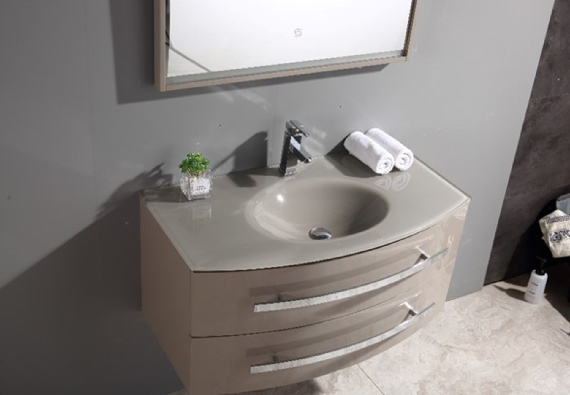 Miura Bathroom Vanity Unit & Glass Basin Sink - Image 2 of 3