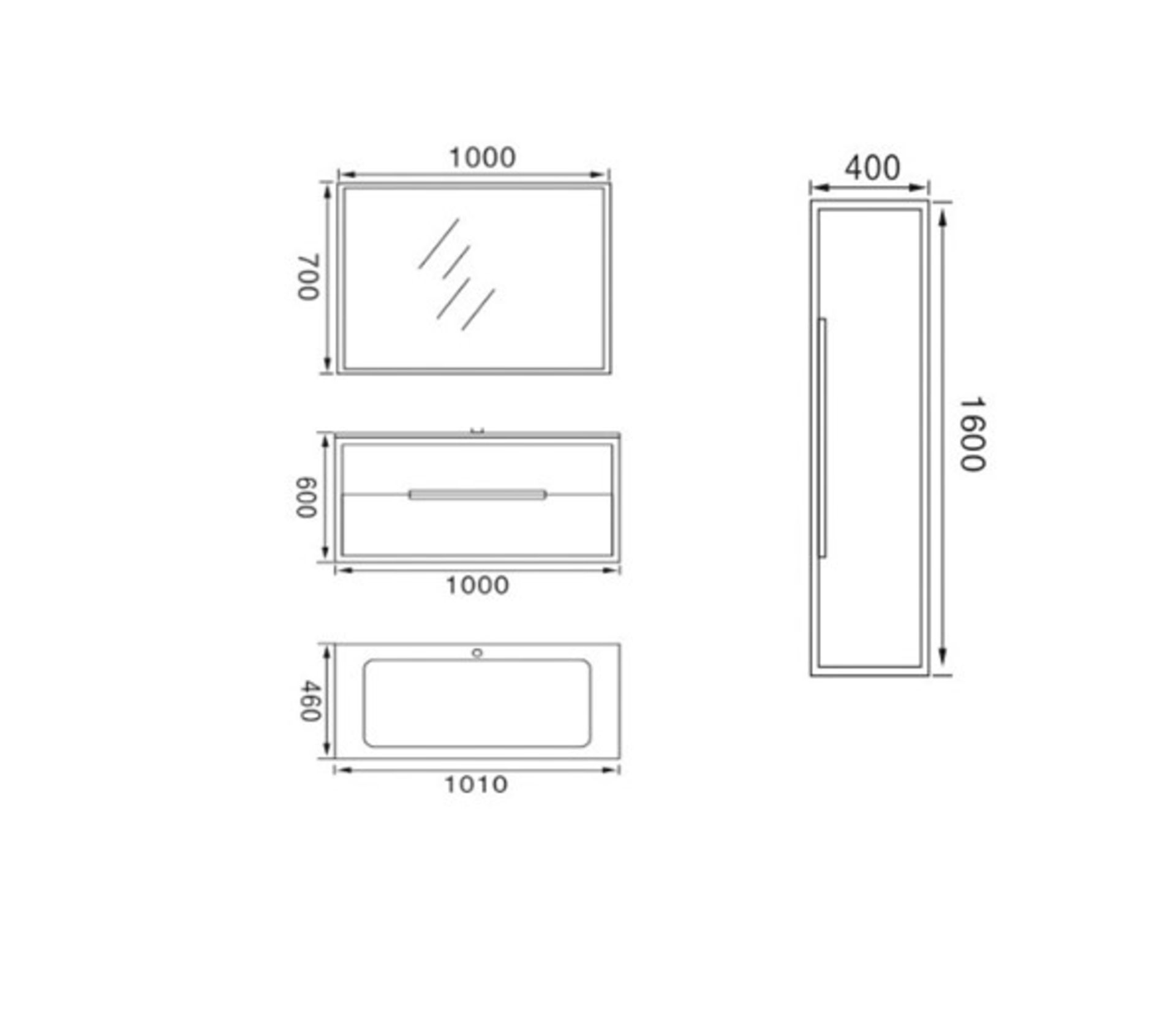 Bathroom Vanity Unit & Glass Basin - Side Draw - Mirrored Cabinet & LED Light - Image 5 of 5