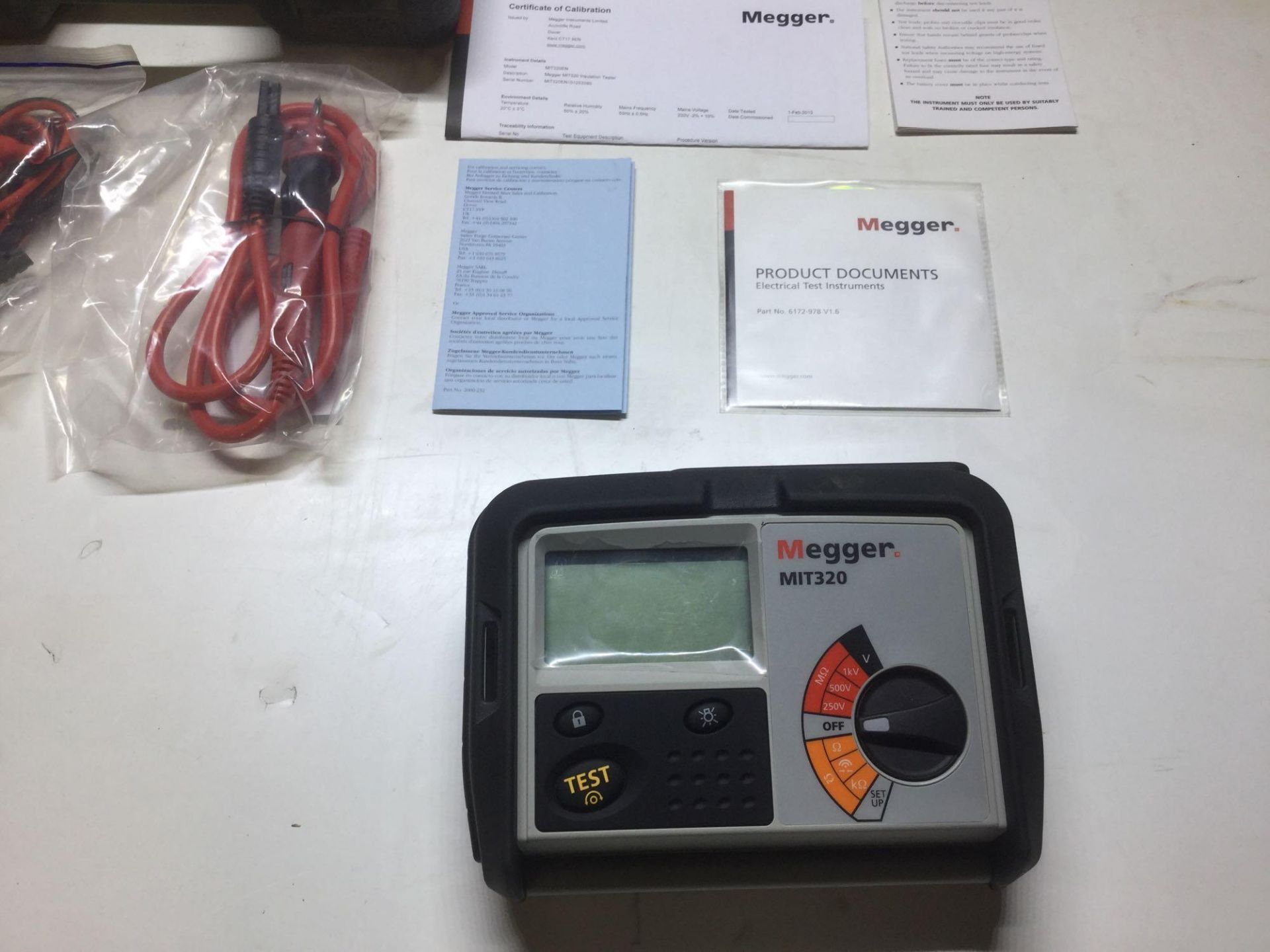 Megger MIT320 Electrical Tester with all Testing Cables In Box As New - Image 2 of 3