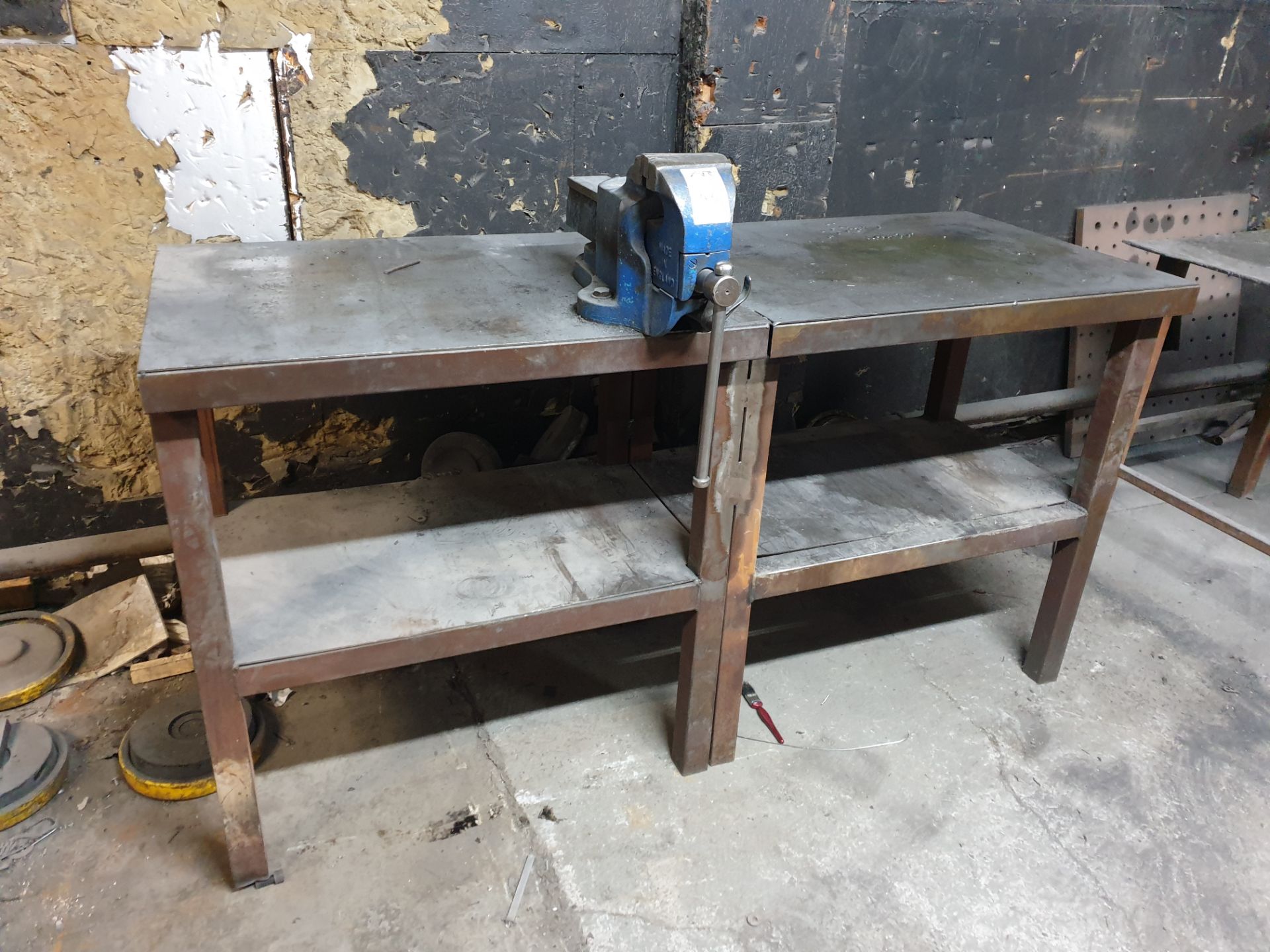 Steel bench with vice 1630 wide x 910 deep