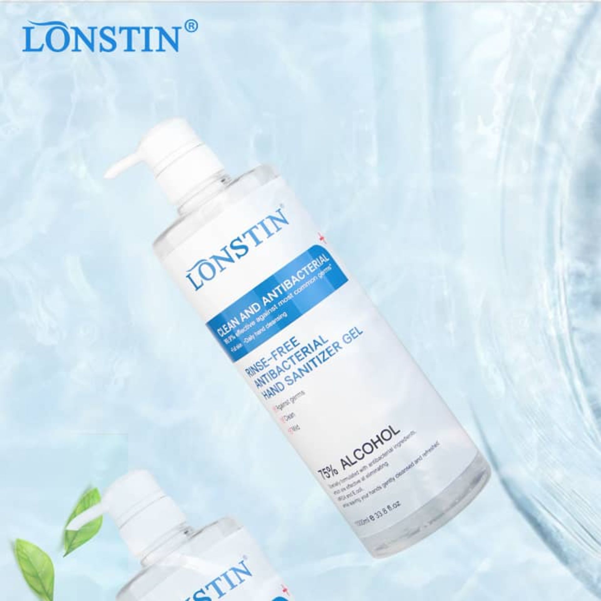 Lonstin Rinse-Free Antibacterial Hand Sanitiser Gel, 75% Alcohol. x1 box containing 120 units per - Image 2 of 2