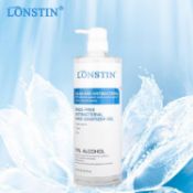 Lonstin Rinse-Free Antibacterial Hand Sanitiser Gel, 75% Alcohol. x1 box containing 120 units per