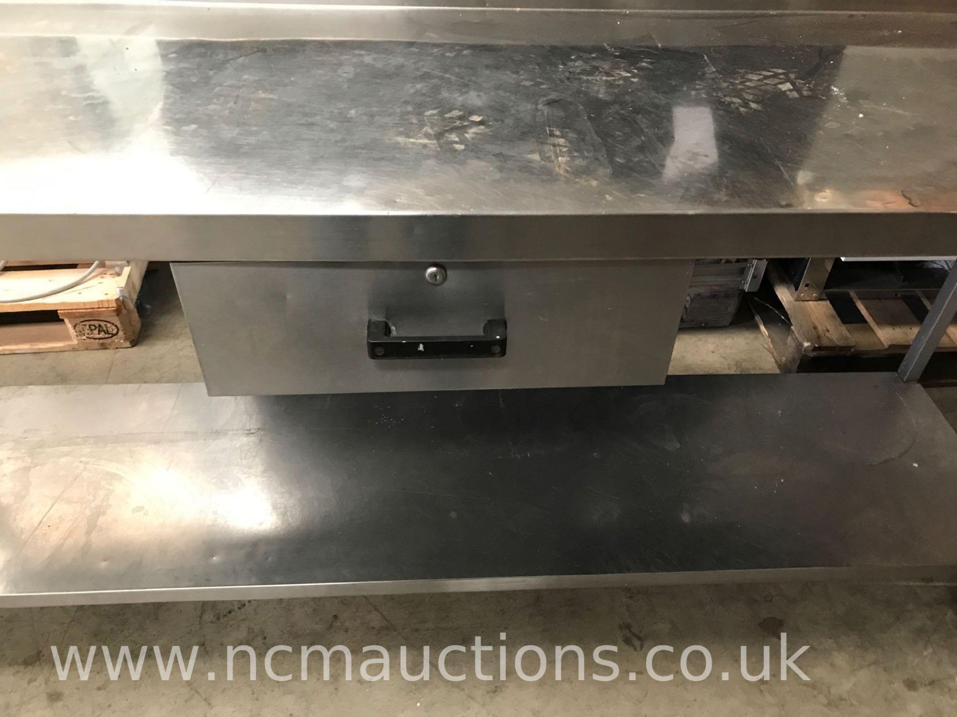 Stainless Steel Table with Wheels and Stainless Steel Draw - Image 2 of 3