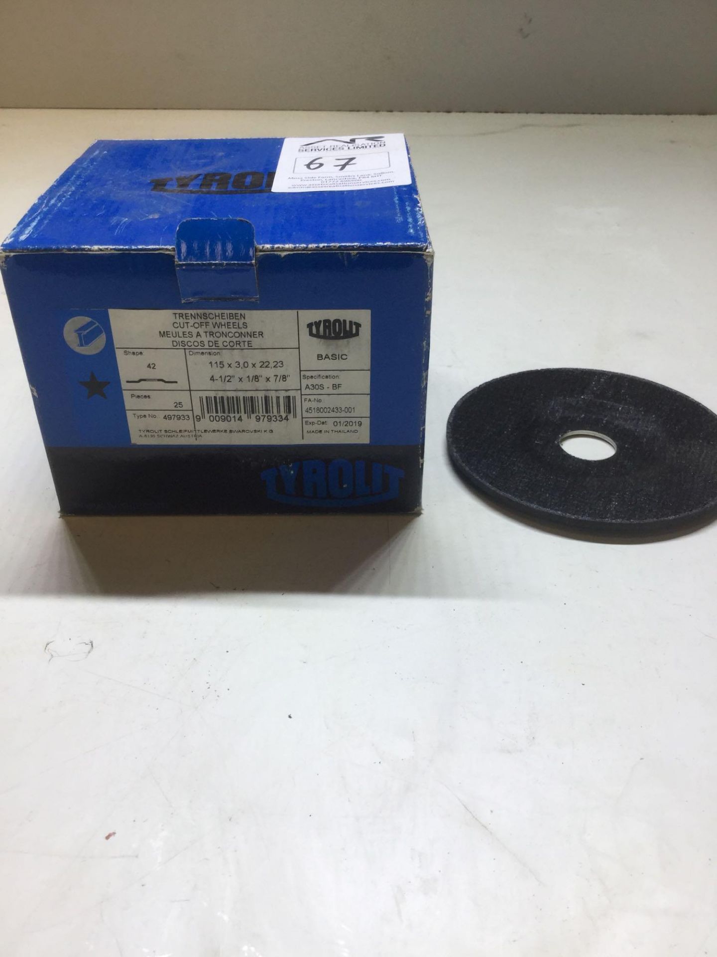 Tyrolit 4.5â€ Cut Off Discs x25 Per Box - Image 2 of 2