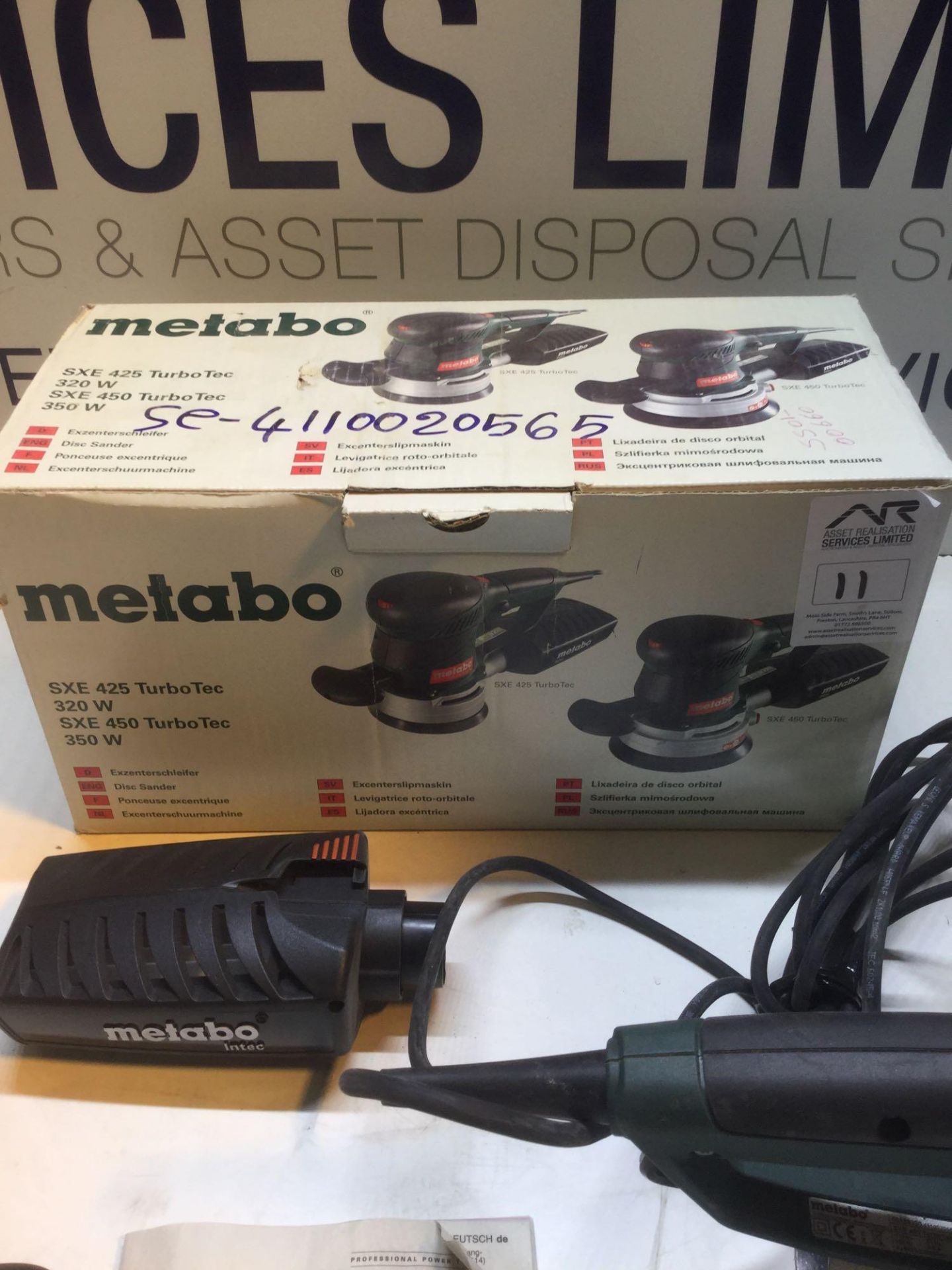 Metabo SXE 450 Orbital Sander c/w Filter & Attachments, 110v Boxed as New - Image 4 of 5