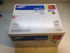 Samsung P407c Toner Cartridges x4 x1 Magenta x1 Black x1 Cyan x1 Yellow