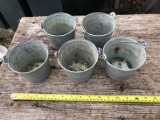 5 Galvanised table top decoration buckets