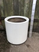 Pair of indoor Ivory Firbreglass office type planters - Circular - 45cm dia x 45cm (h)