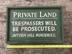 Vintage Private Land Sign