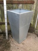 Pair of Tapered Galvanised planters - Indoor or outdoor - 80cm (h) x 40 x 40