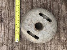 Circular wooden pulley block