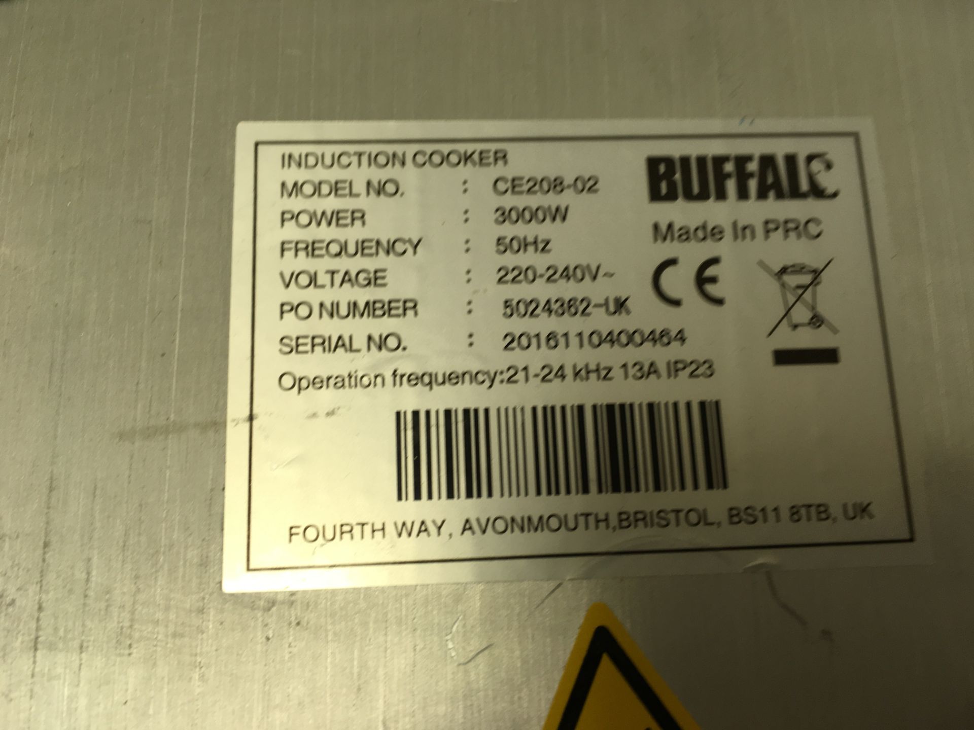 Buffalo CE208-02 Induction Cooker - Image 2 of 2