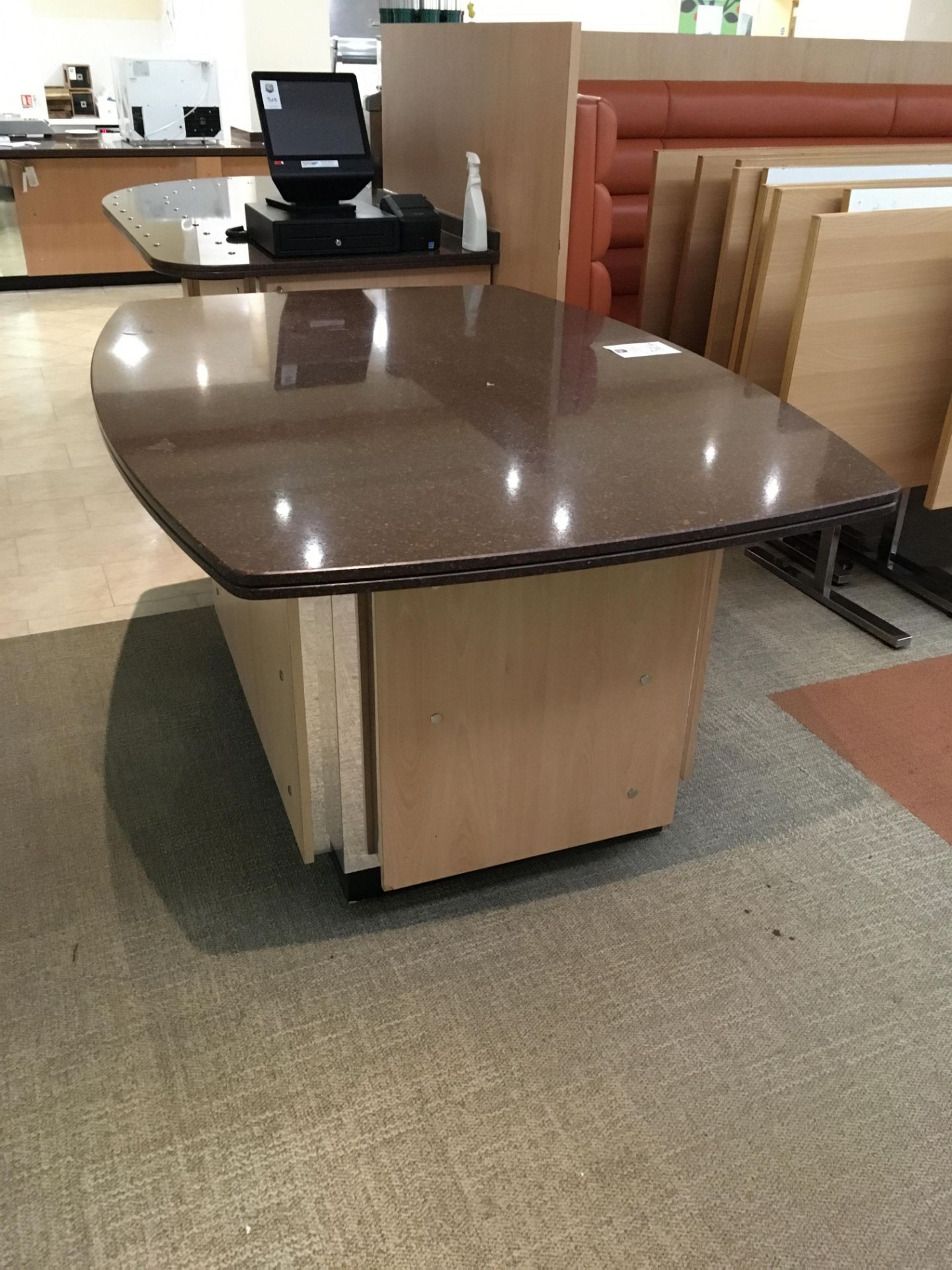 Bespoke Mobile Service Island with granite effect worktop, beech veneer panelling to 4 sides and chr - Image 2 of 3