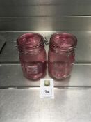 2 x Cranberry Glass Kilner Jars