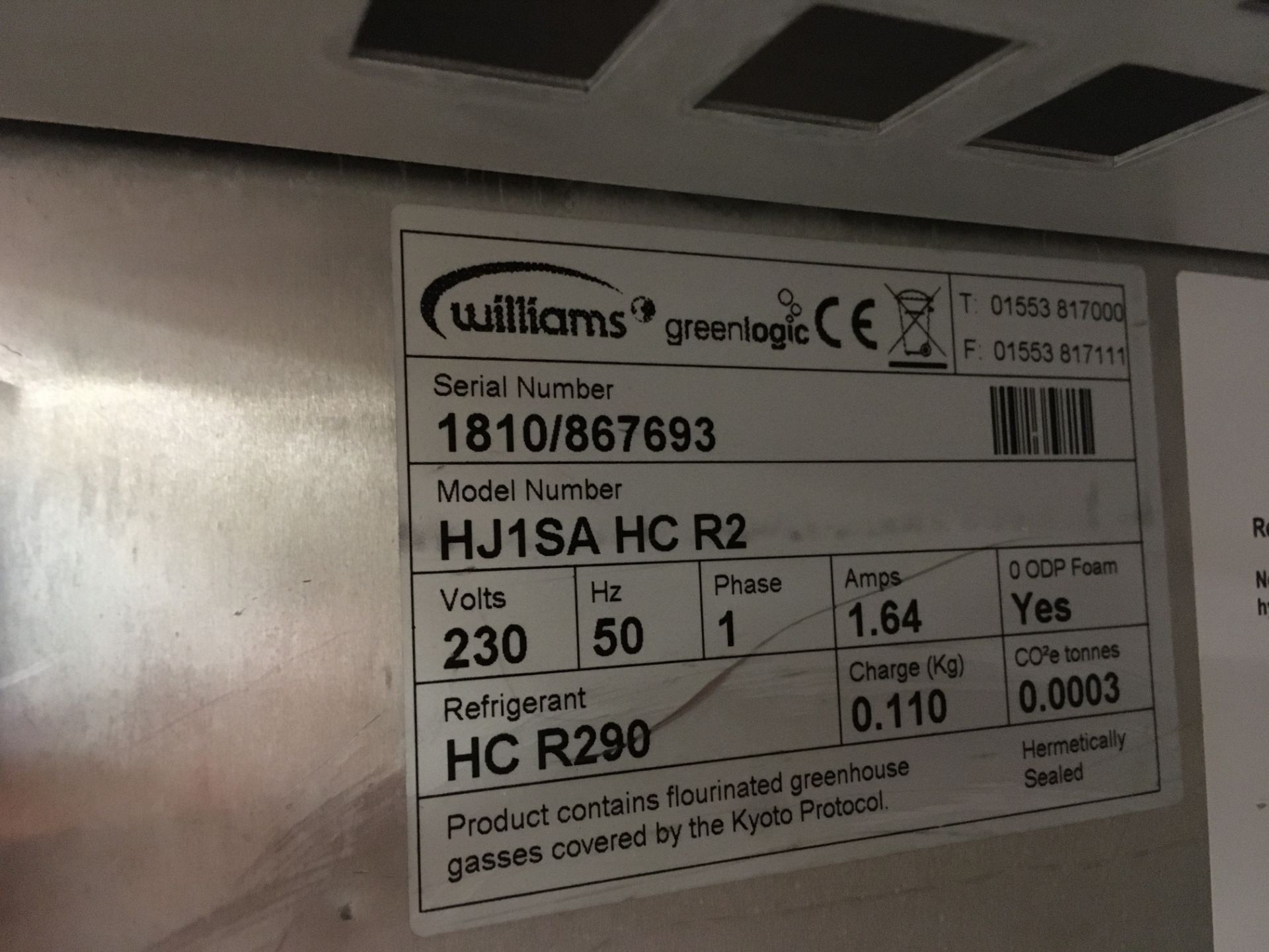 Williams HJ1SA HC R2 Upright Fridge - Image 3 of 3