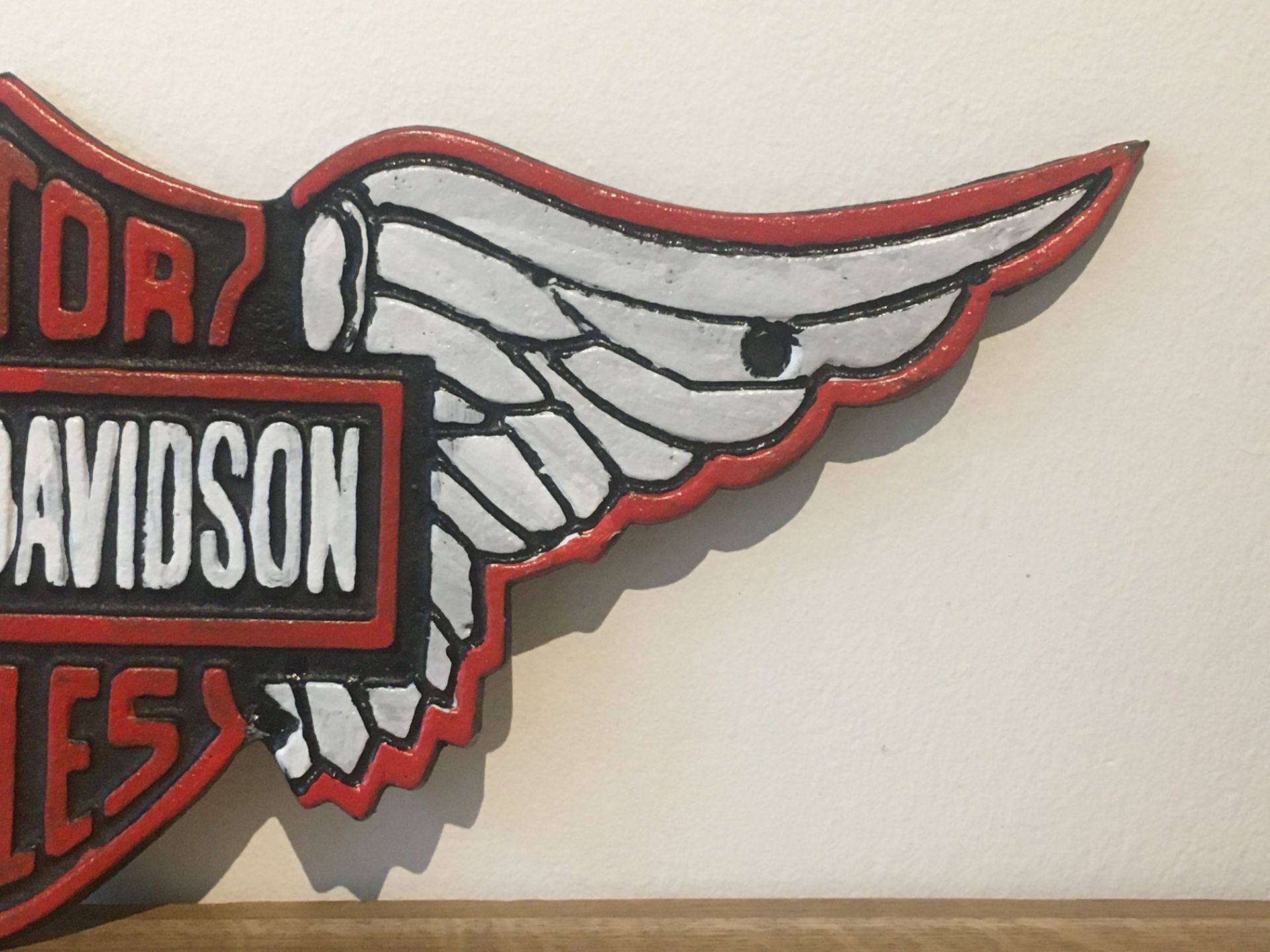 Harley Davidson Motorcycles Cast Iron Wing Sign - Image 4 of 4