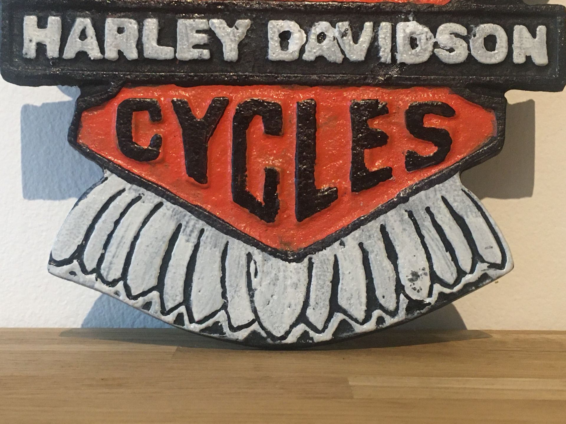 Harley Davidson Motorcycles Cast Iron Tall Wing Sign - Image 4 of 4