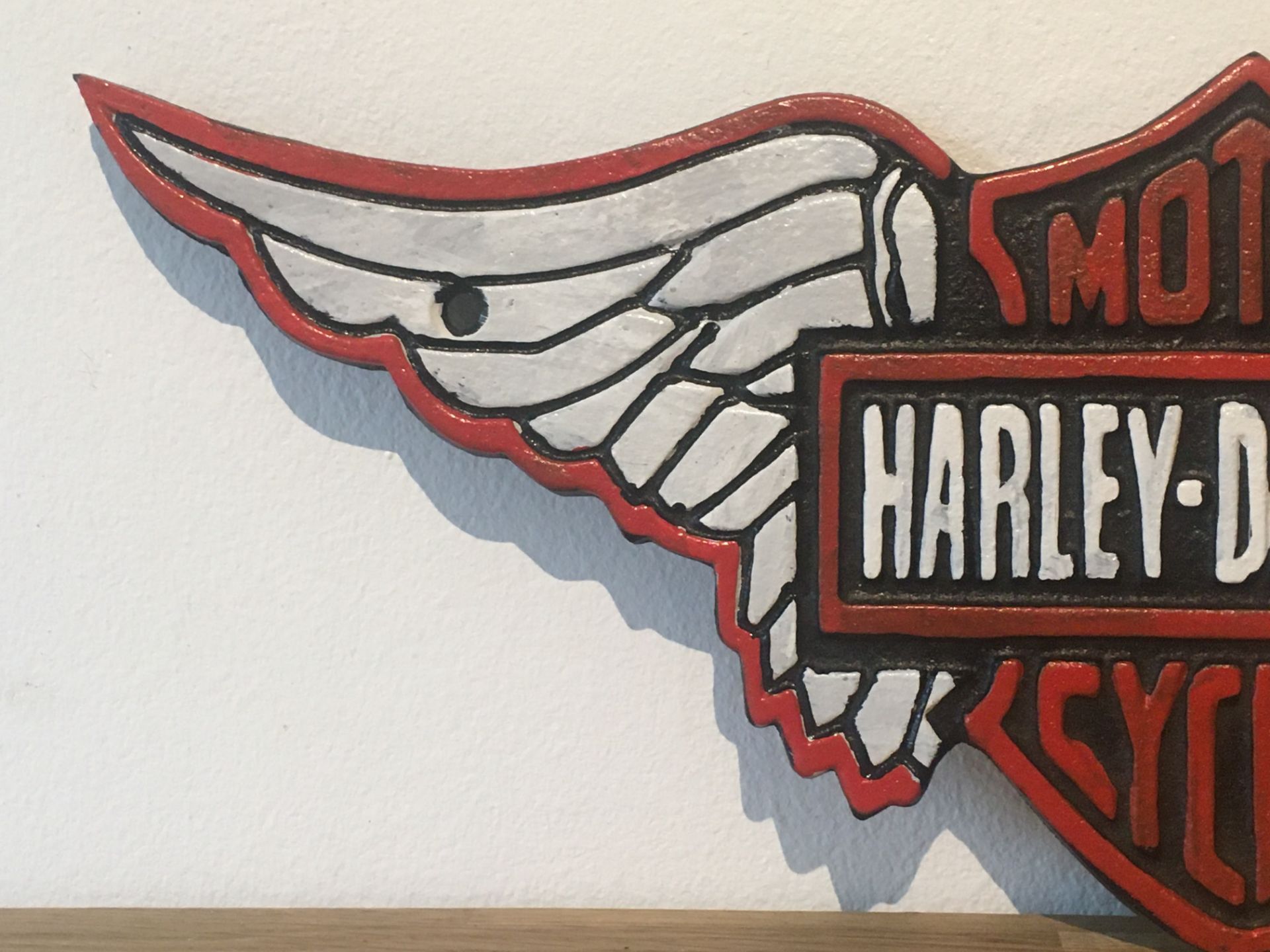 Harley Davidson Motorcycles Cast Iron Wing Sign - Image 3 of 4