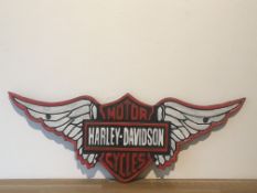 Harley Davidson Motorcycles Cast Iron Wing Sign