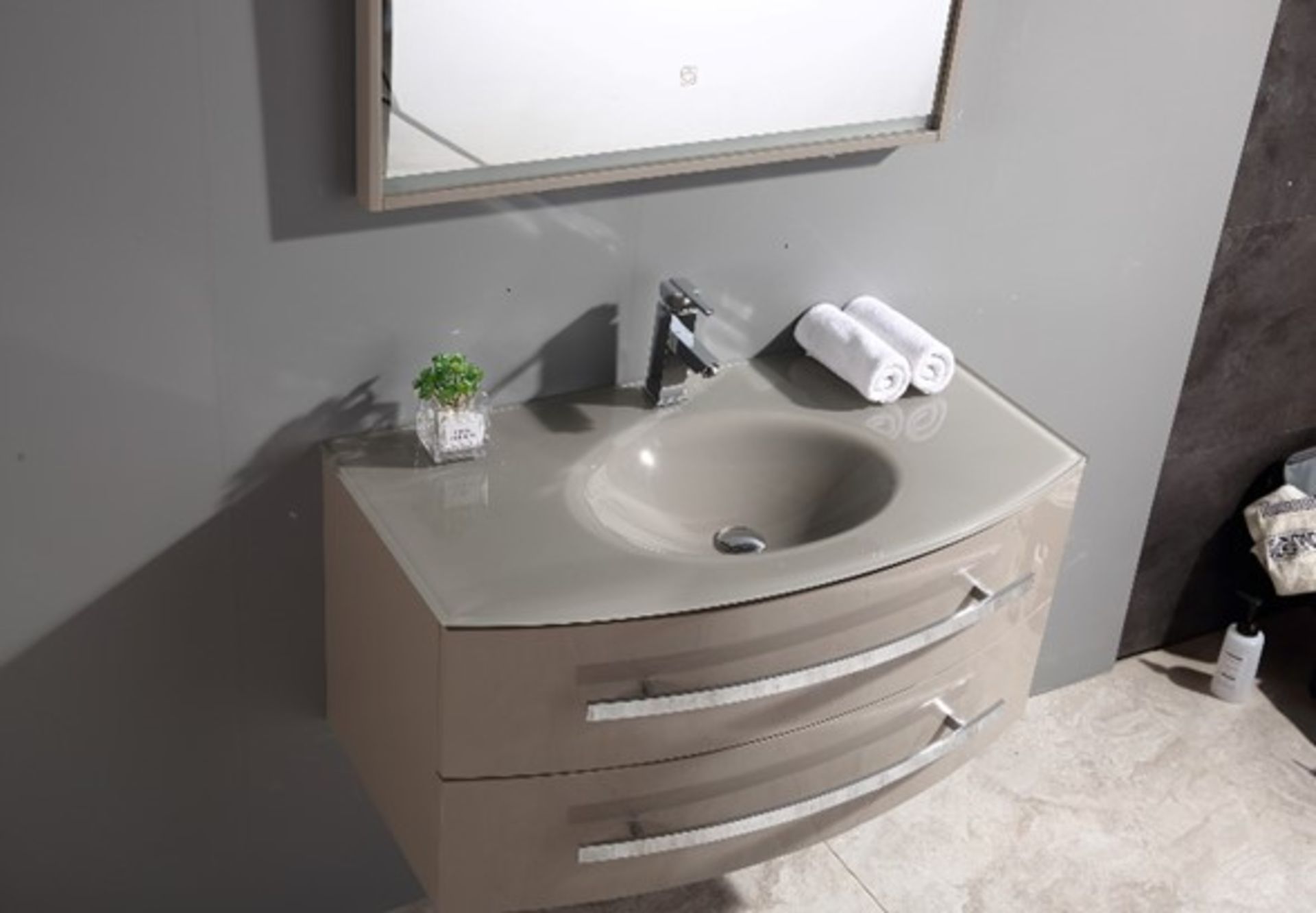 Miura Bathroom Vanity Unit & Glass Basin Sink - Bild 2 aus 3