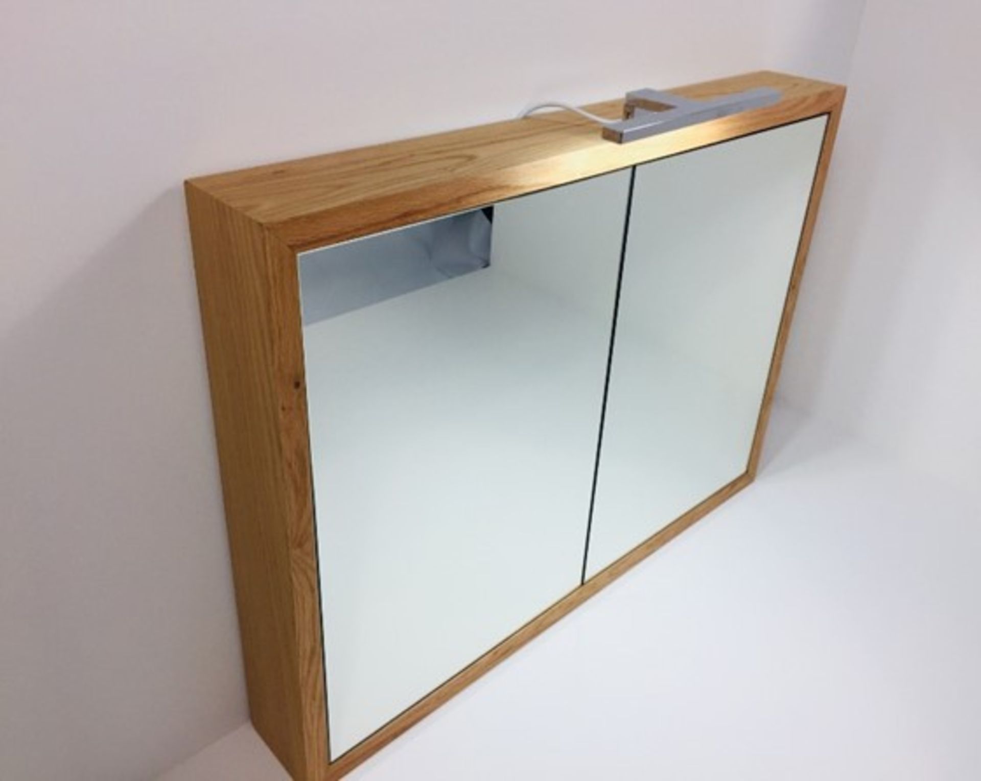 Bathroom Vanity Unit & Glass Basin - Side Draw - Mirrored Cabinet & LED Light - Image 4 of 5
