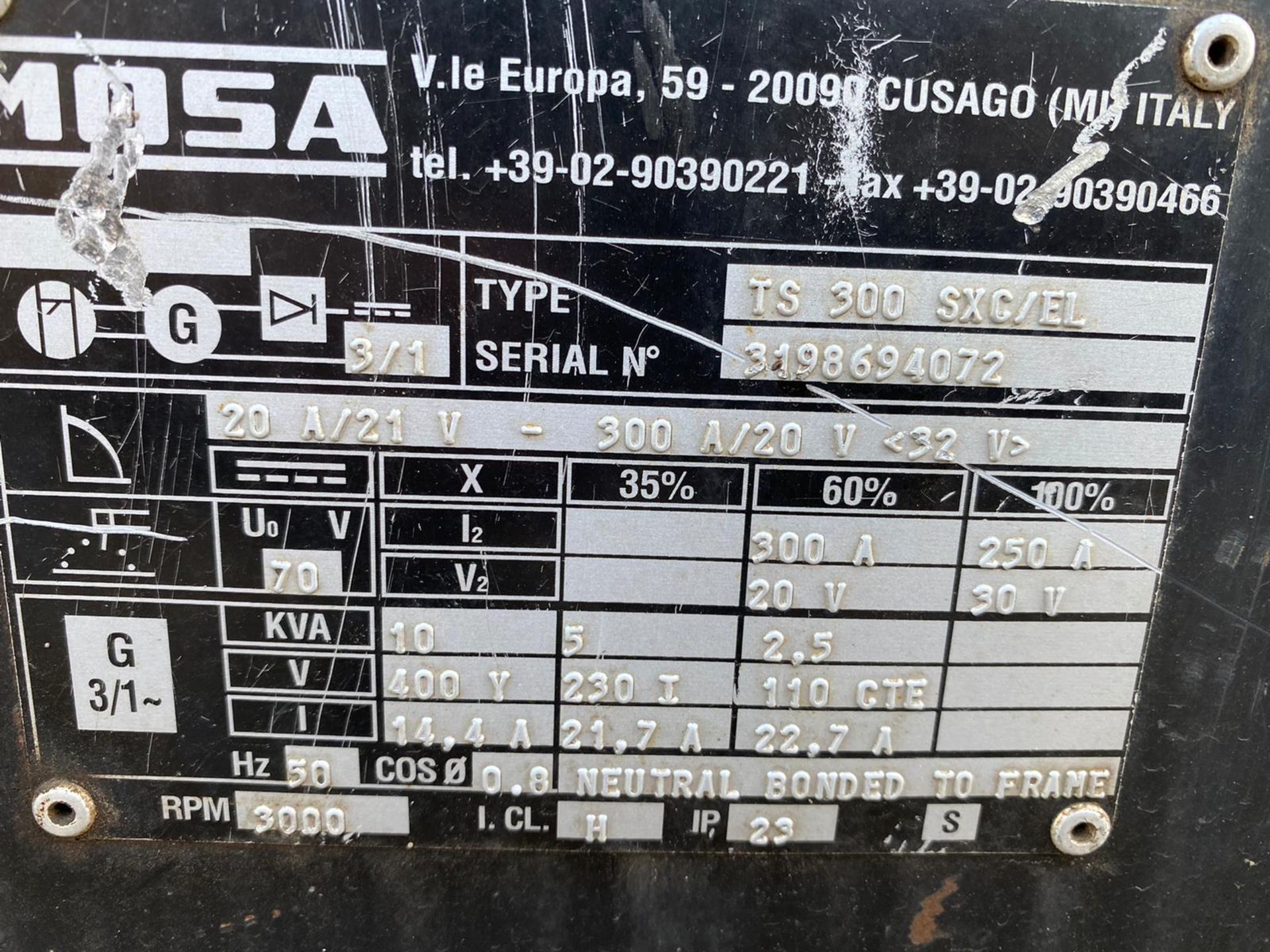 Mosa TS300 10KVA Diesel Welder Generator - Image 7 of 7