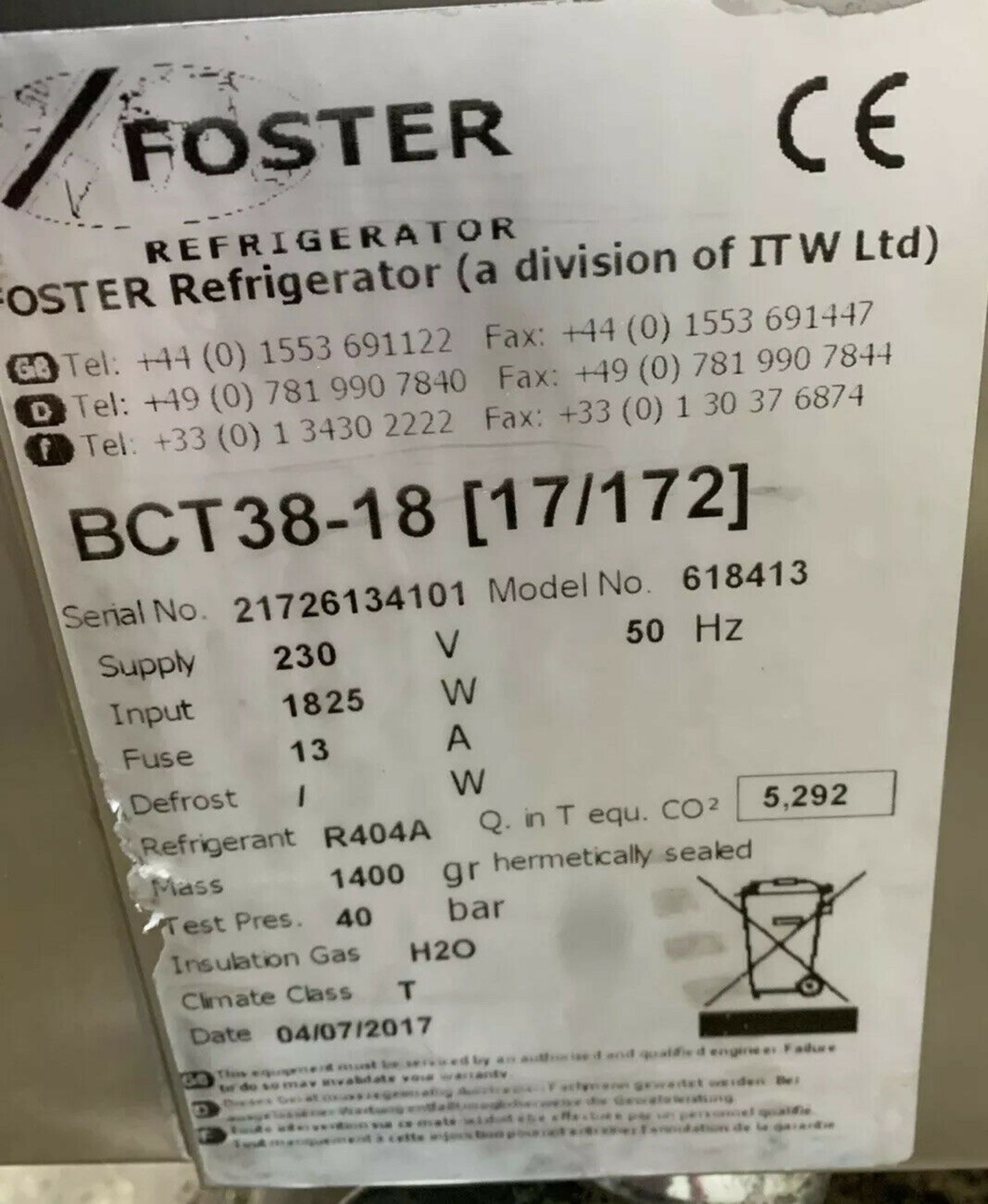 Foster BCT38-18 38kg Blast Chiller - Image 7 of 7