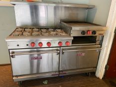 Heavy Duty 6 Burner Cooker with Double Gas Oven