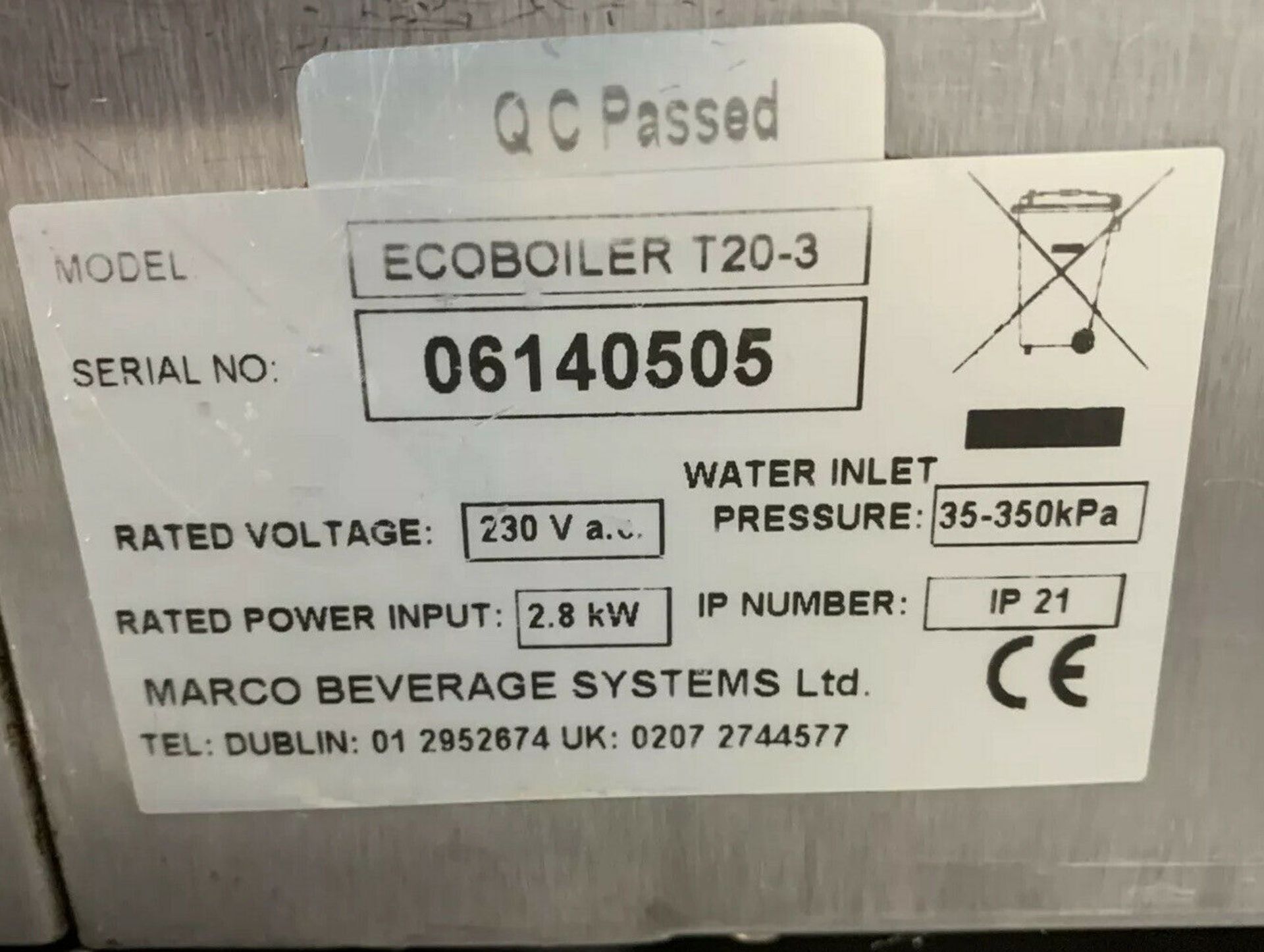 Marco EcoBoiler T20-3 Automatic Water Boiler - Image 5 of 5