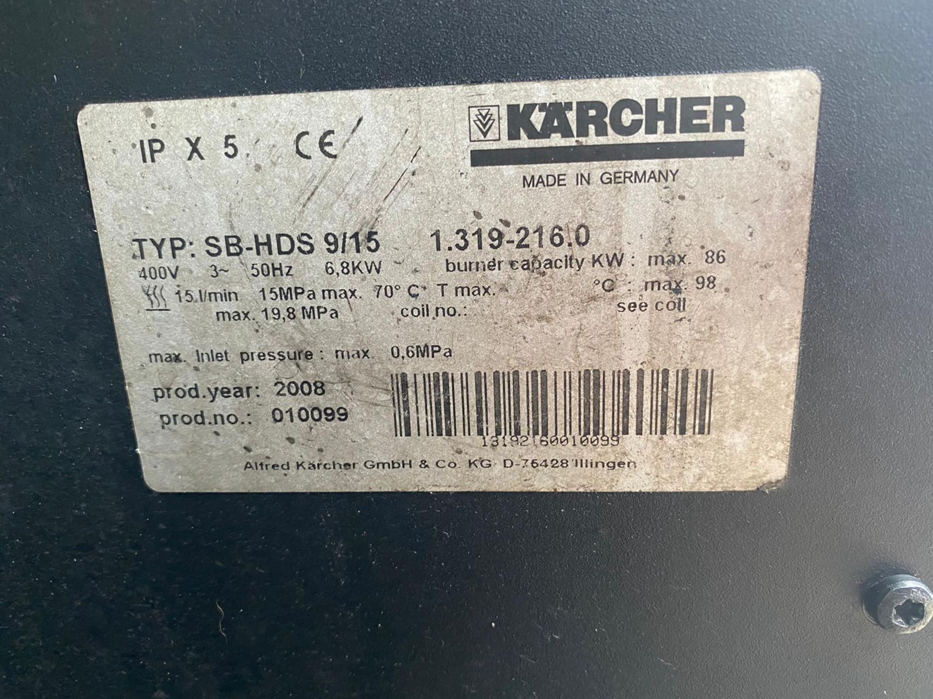 Karcher HDS 9/15 Diesel Hot Steam Cleaner - Image 4 of 5