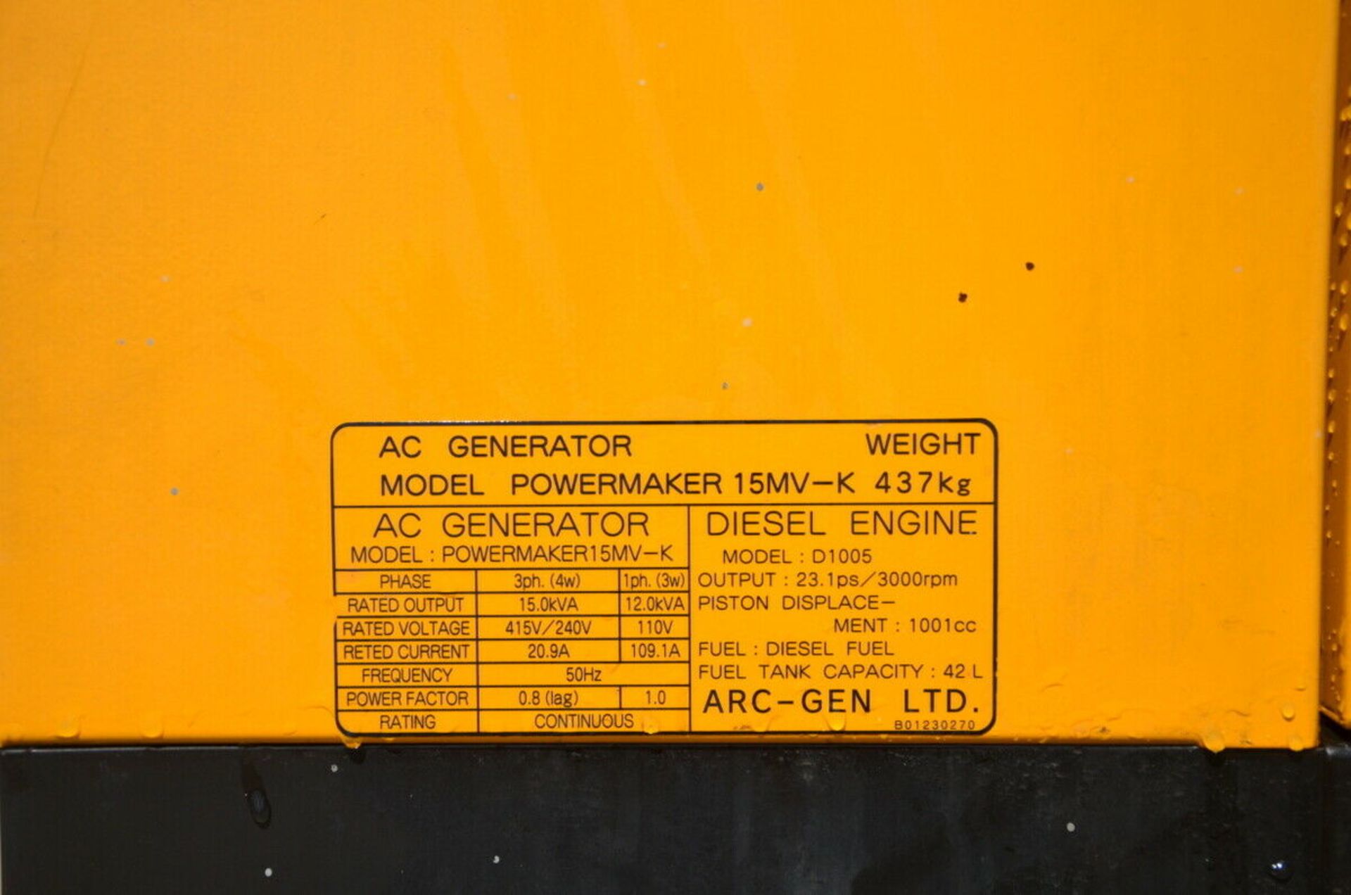 ArcGen Powermaker 15MV-K Generator 2014 - Image 5 of 11