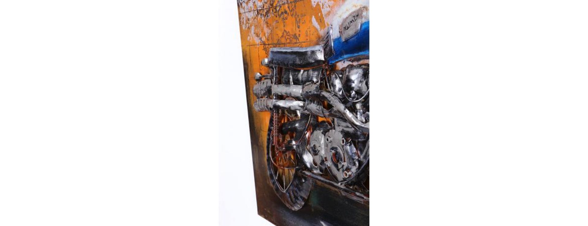 3D Metal Blue Triumph Motorbike Painting - Image 3 of 9