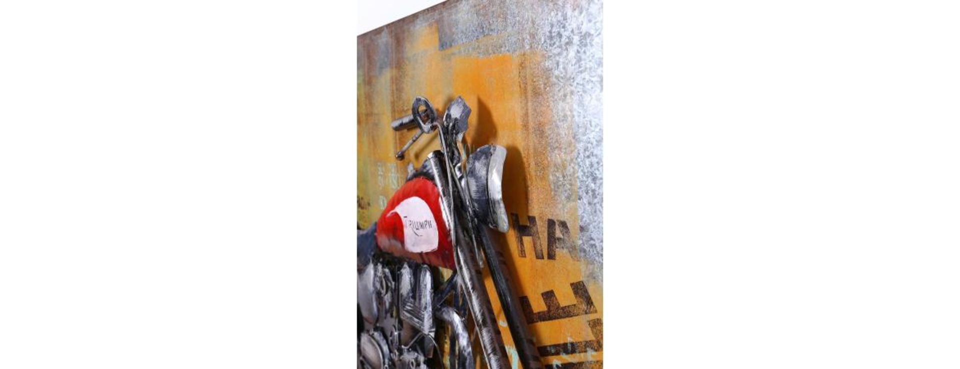 3D Metal Red Triumph Motorbike Painting - Image 9 of 9