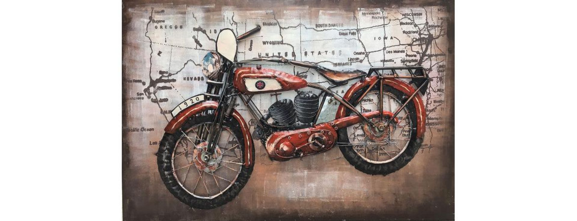 3D Metal Vintage British Motorcycle Painting