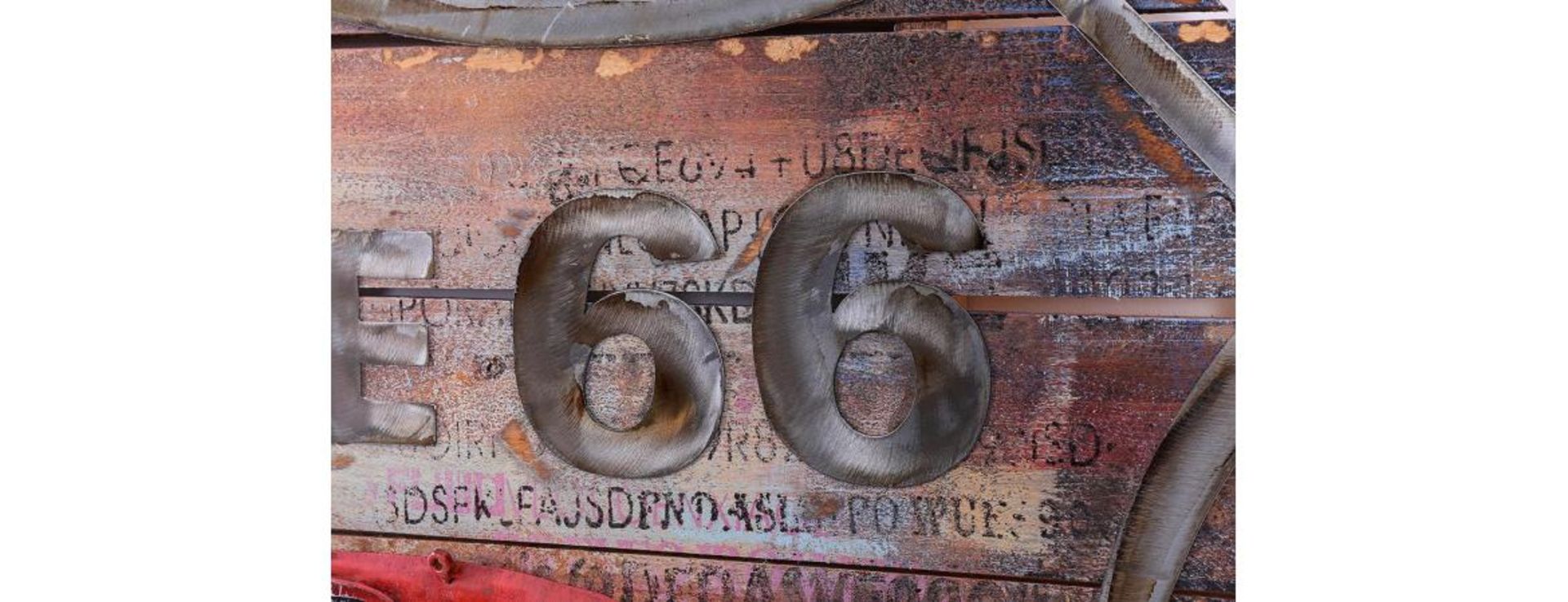 3D Metal Route 66 Motorbike On Wood - Image 2 of 10