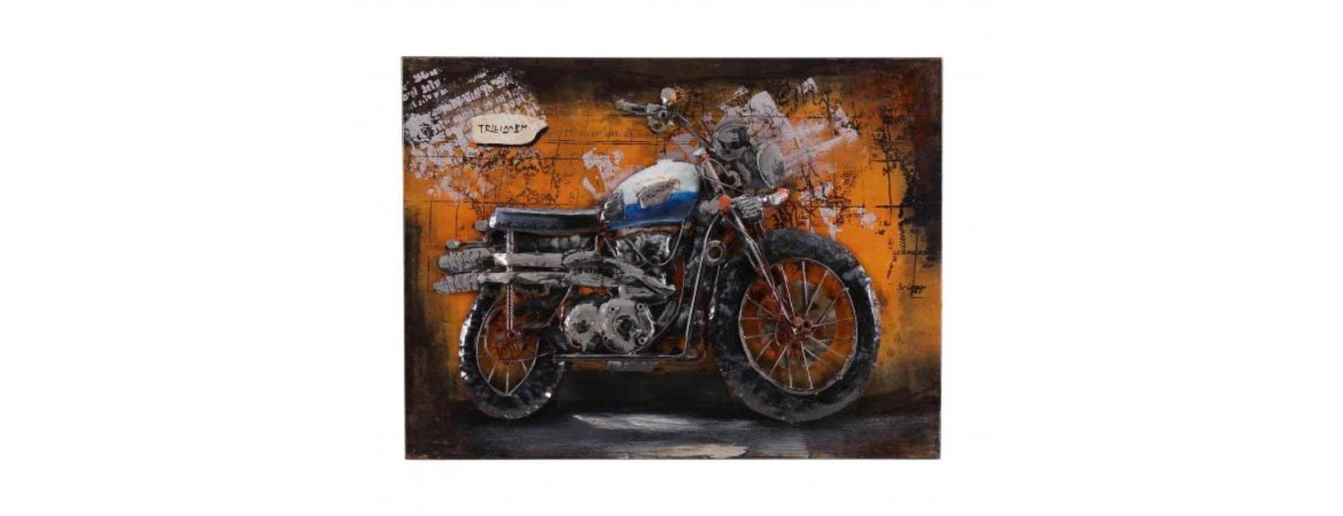 3D Metal Blue Triumph Motorbike Painting