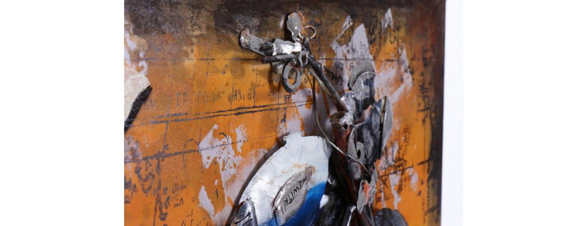 3D Metal Blue Triumph Motorbike Painting - Image 7 of 9