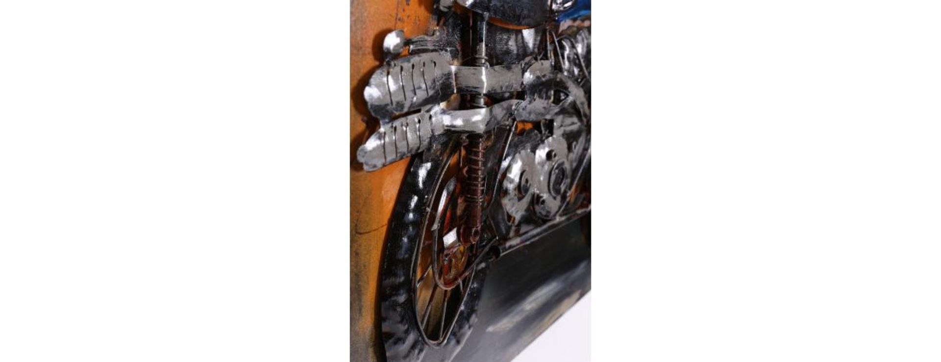 3D Metal Blue Triumph Motorbike Painting - Image 9 of 9