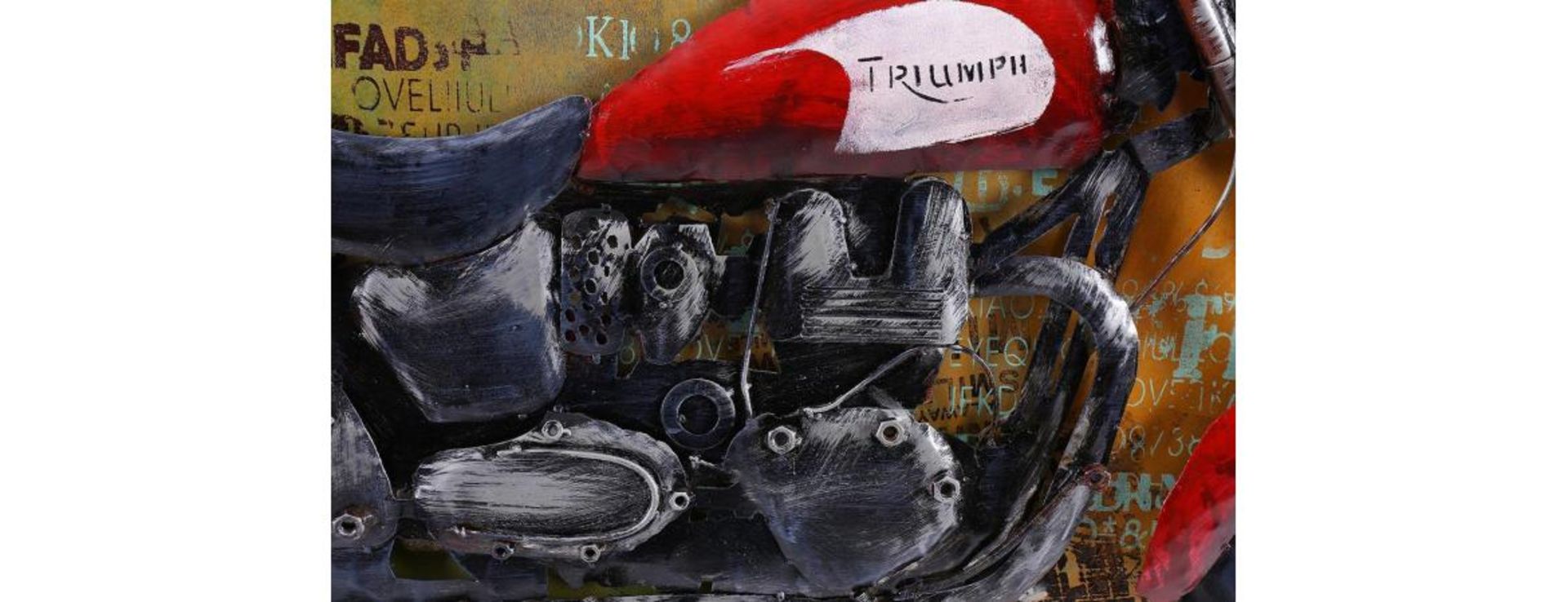 3D Metal Red Triumph Motorbike Painting - Image 5 of 9