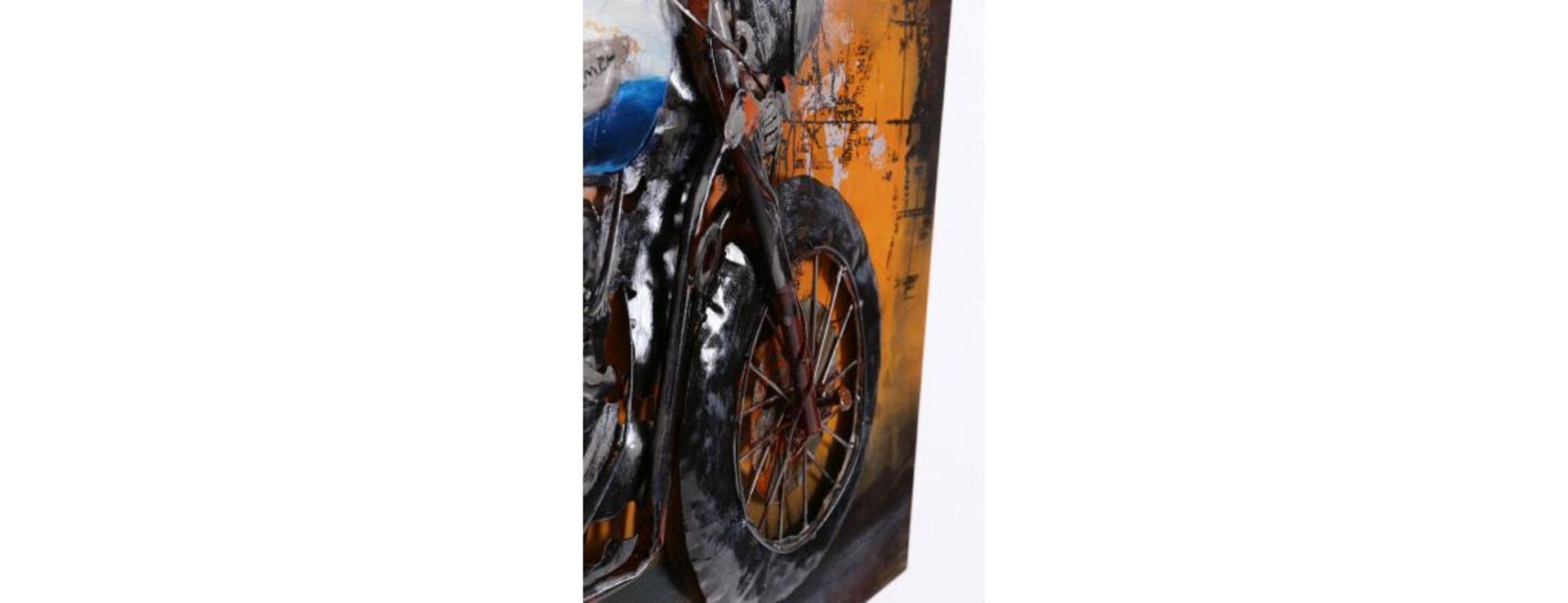 3D Metal Blue Triumph Motorbike Painting - Image 8 of 9