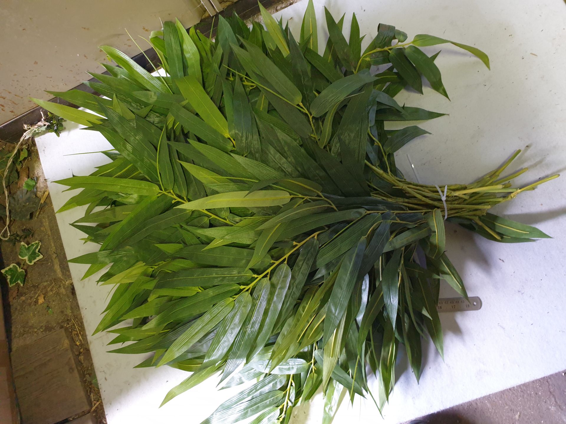 90 x Artifcial Bamboo foliage spray - yellow stem - used once but in good condition - Image 2 of 2