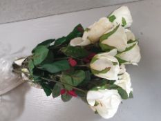 11 x Artificial white rose stems - Unused