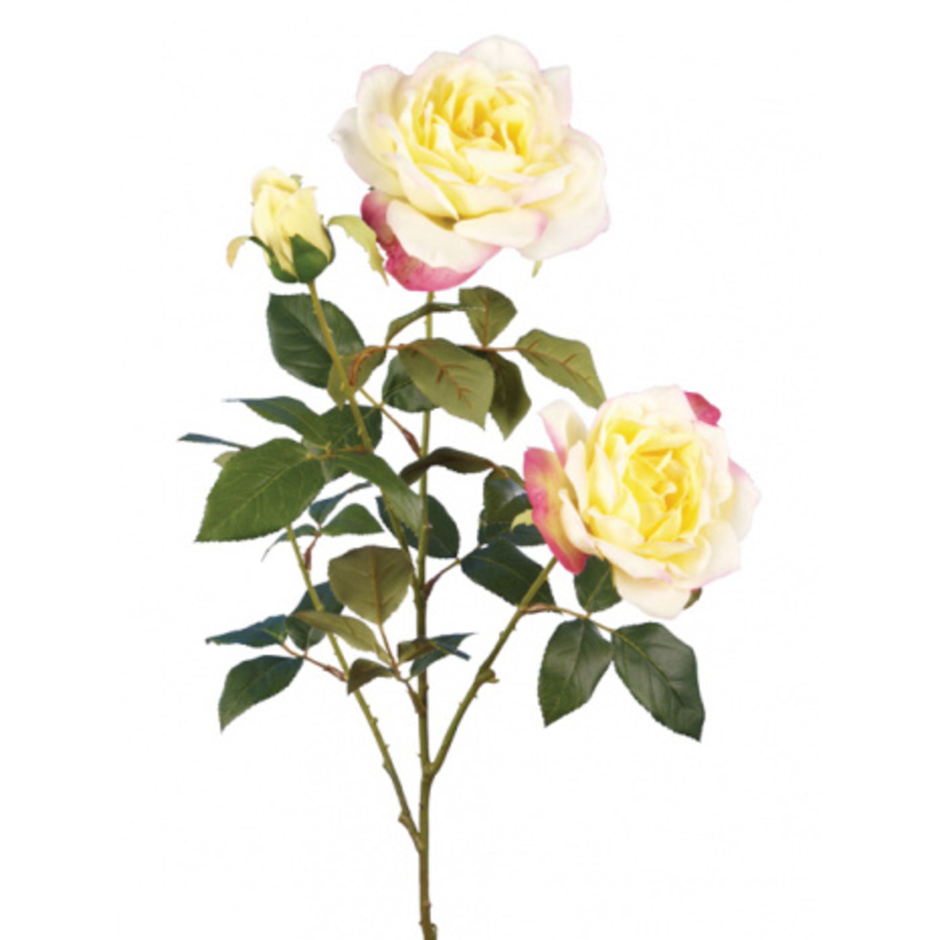 27 x Artificial Yellow Rose stem - 2 flowers, 1 bud - Image 2 of 2