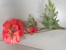 20 x Artificial Poppy - 1 open flower and 1 bud - 70cm - used but good