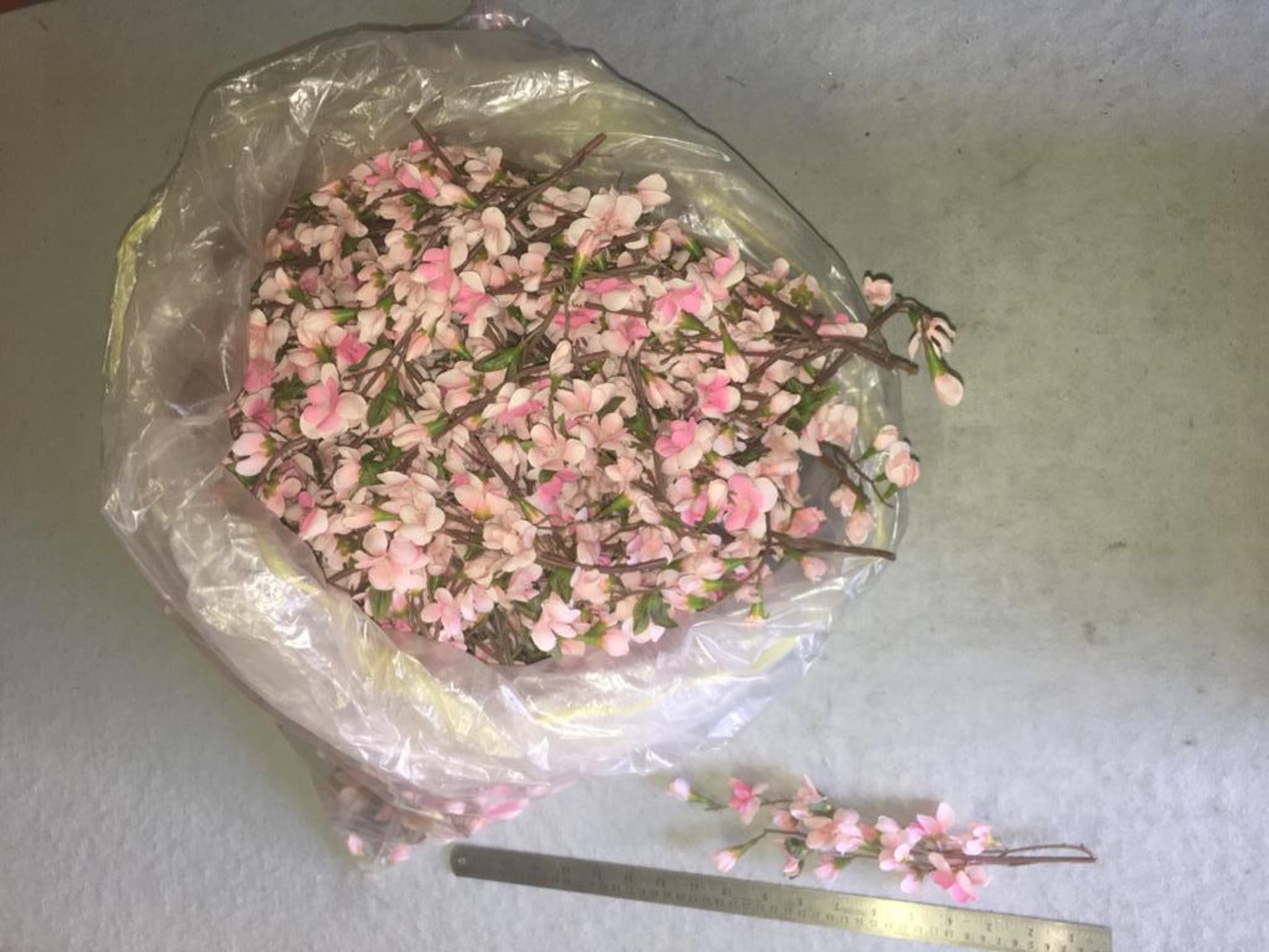 1 x 90 ltr bag of Artificial Blossom - pink single flower - cut to various lengths - good condition