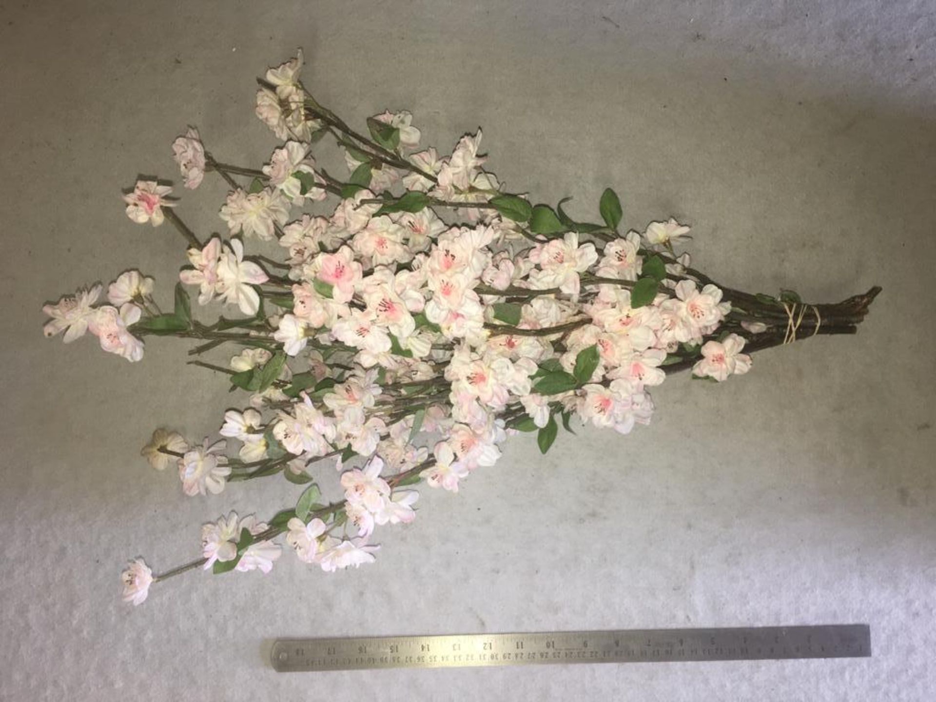 100 pieces of Artificial Blossom - pink double flowers - cut to various lengths but in good conditio